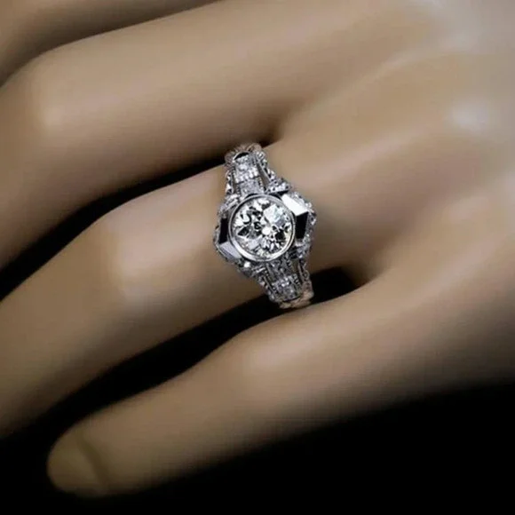 ▶Silver Plated Wedding engagement Ring for Women, F115 - Picture 4 of 6